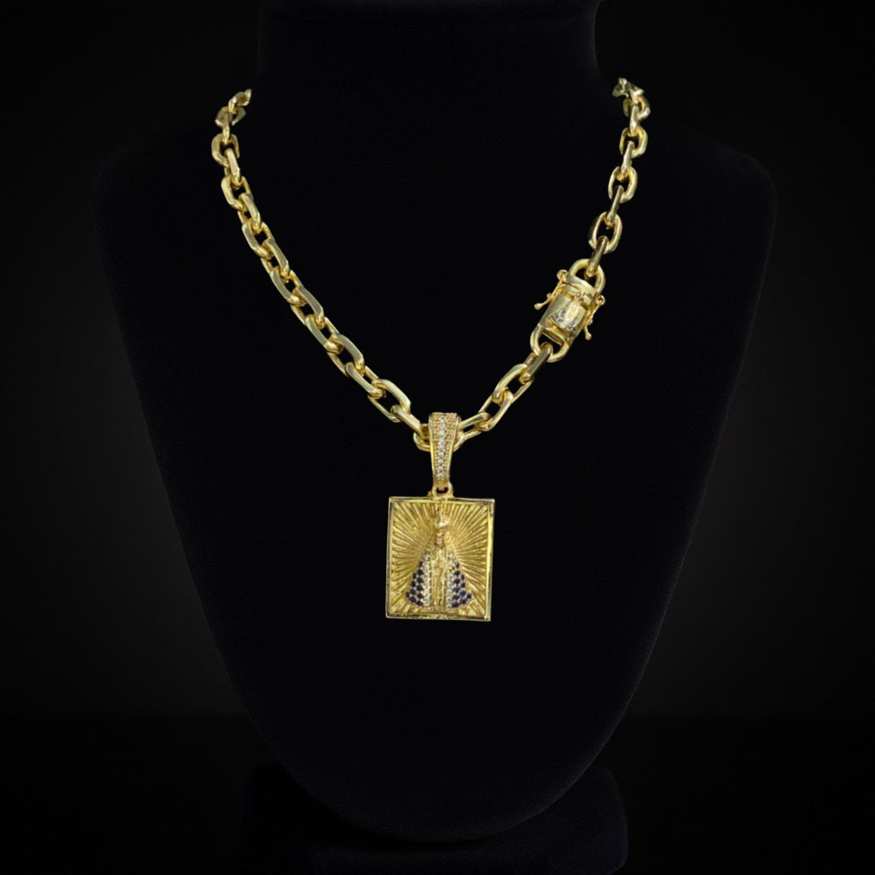 Cadena Candado Virgencita 8mm