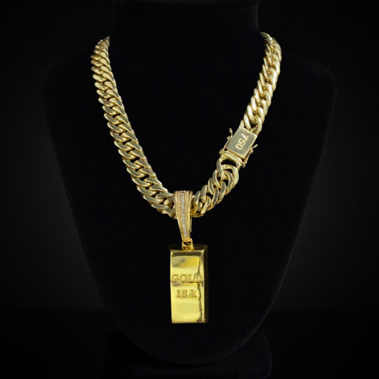 Cadena Gourmet Barra Gold 18k 13mm