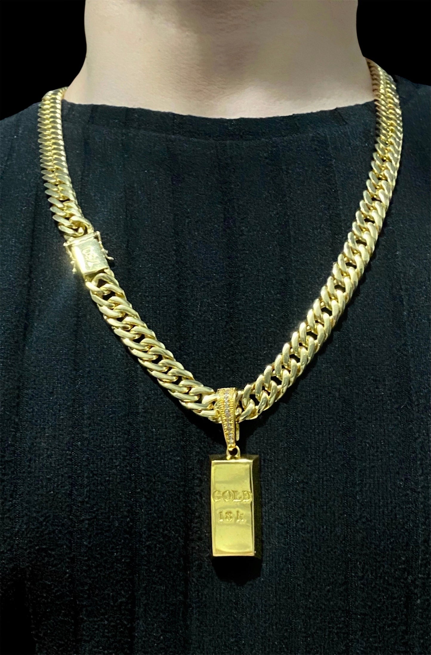 Cadena Gourmet Barra Gold 18k 13mm