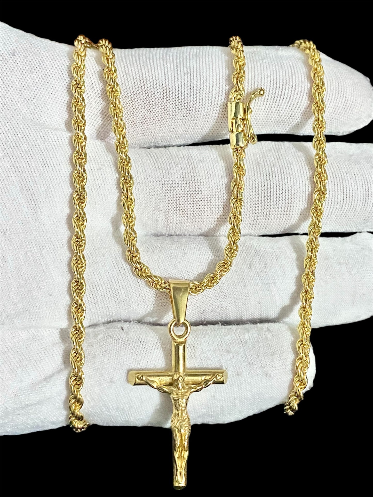 Cadena Soga Crucifijo Fino 3mm