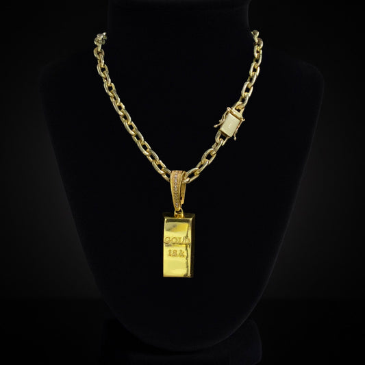 Cadena Candado Barra Gold 18k 8mm